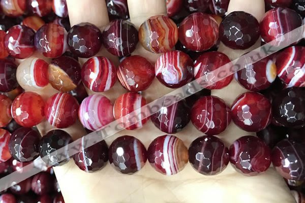 CAA5218 15.5 inches 16mm faceted round banded agate beads