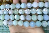 CAA5224 15.5 inches 14mm faceted round banded agate beads