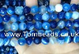 CAA5229 15.5 inches 10mm faceted round banded agate beads