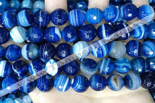 CAA5230 15.5 inches 12mm faceted round banded agate beads