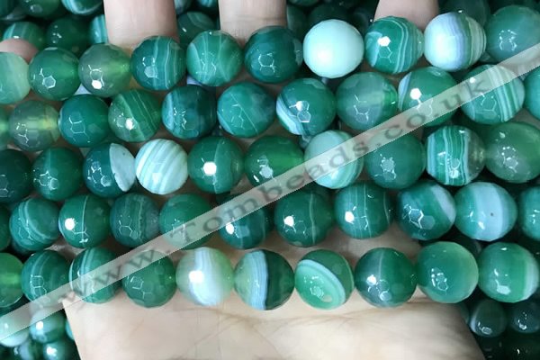 CAA5237 15.5 inches 12mm faceted round banded agate beads