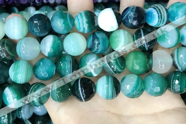 CAA5246 15.5 inches 16mm faceted round banded agate beads