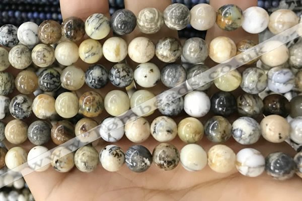 CAA5257 15.5 inches 8mm round dendrite agate beads wholesale