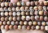 CAA5272 15.5 inches 8mm round natural red crazy lace agate beads