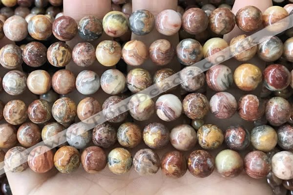 CAA5272 15.5 inches 8mm round natural red crazy lace agate beads