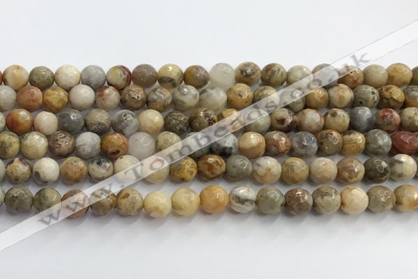 CAA5291 15.5 inches 6mm faceted round crazy lace agate beads wholesale
