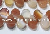 CAA5300 Top drilled 6*8mm flat teardrop line agate beads