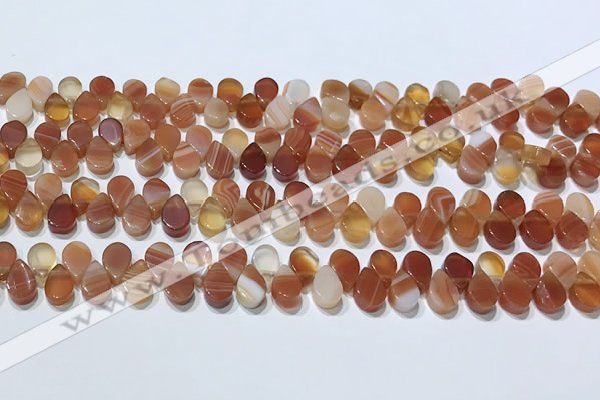 CAA5300 Top drilled 6*8mm flat teardrop line agate beads