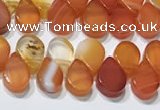 CAA5301 Top drilled 6*8mm flat teardrop line agate beads