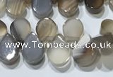 CAA5302 Top drilled 6*8mm flat teardrop line agate beads