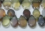 CAA5303 Top drilled 6*8mm flat teardrop line agate beads