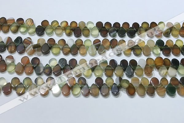 CAA5303 Top drilled 6*8mm flat teardrop line agate beads