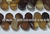 CAA5304 Top drilled 6*8mm flat teardrop line agate beads