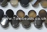 CAA5305 Top drilled 6*8mm flat teardrop line agate beads