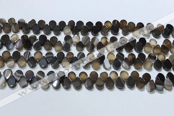 CAA5305 Top drilled 6*8mm flat teardrop line agate beads