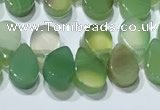 CAA5306 Top drilled 6*8mm flat teardrop line agate beads