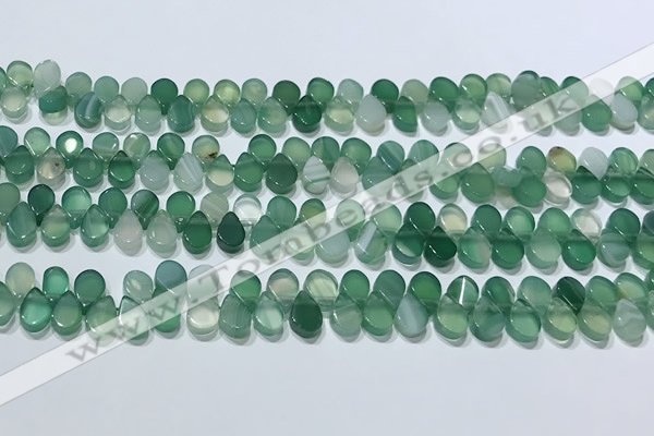 CAA5307 Top drilled 6*8mm flat teardrop line agate beads