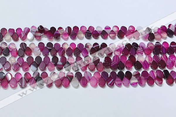 CAA5308 Top drilled 6*8mm flat teardrop line agate beads