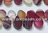 CAA5309 Top drilled 6*8mm flat teardrop line agate beads