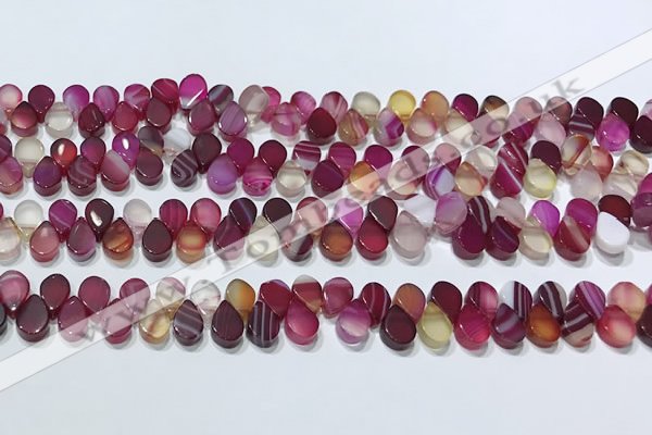 CAA5309 Top drilled 6*8mm flat teardrop line agate beads