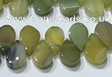 CAA5311 Top drilled 6*8mm flat teardrop line agate beads