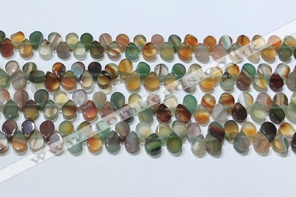 CAA5312 Top drilled 6*8mm flat teardrop line agate beads