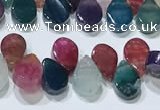 CAA5314 Top drilled 6*8mm flat teardrop line agate beads