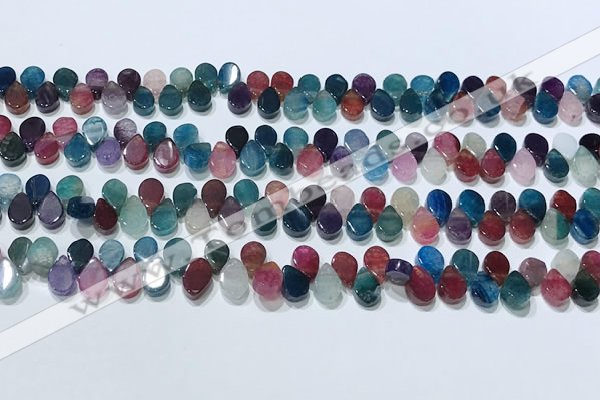 CAA5314 Top drilled 6*8mm flat teardrop line agate beads