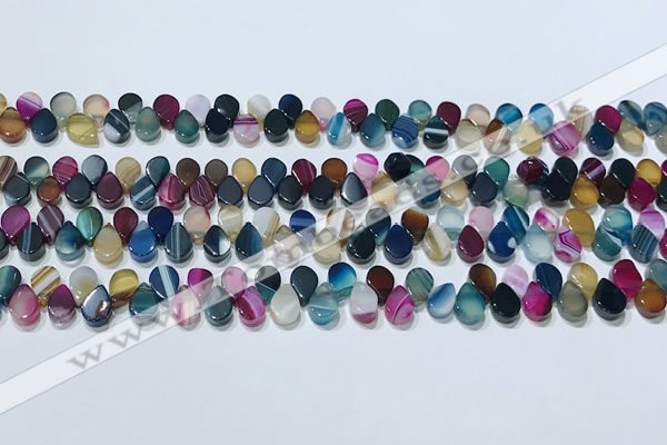 CAA5315 Top drilled 6*8mm flat teardrop line agate beads