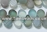 CAA5316 Top drilled 6*8mm flat teardrop line agate beads