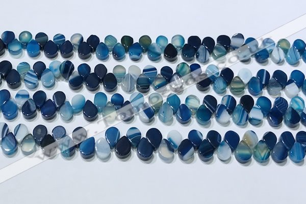 CAA5319 Top drilled 6*8mm flat teardrop line agate beads