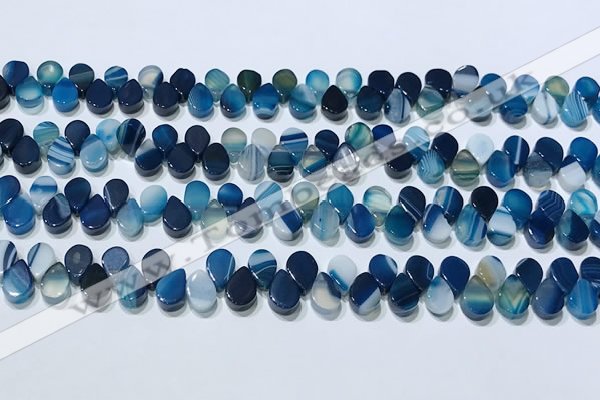 CAA5319 Top drilled 6*8mm flat teardrop line agate beads