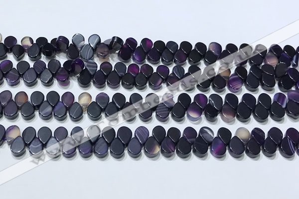CAA5320 Top drilled 6*8mm flat teardrop line agate beads