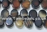 CAA5321 Top drilled 6*8mm flat teardrop line agate beads