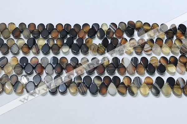 CAA5321 Top drilled 6*8mm flat teardrop line agate beads