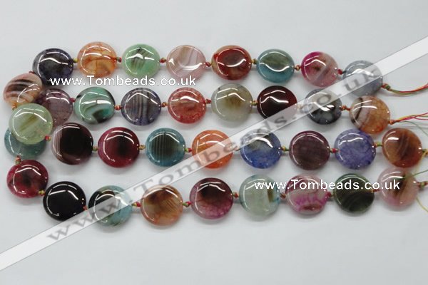 CAA543 15.5 inches 20mm flat round dyed madagascar agate beads