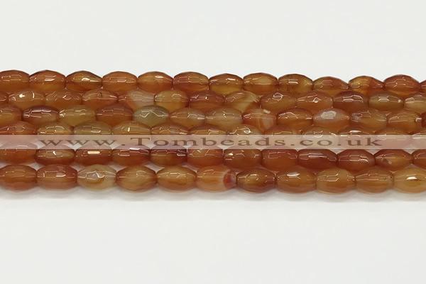 CAA5457 15.5 inches 8*12mm faceted rice agate beads