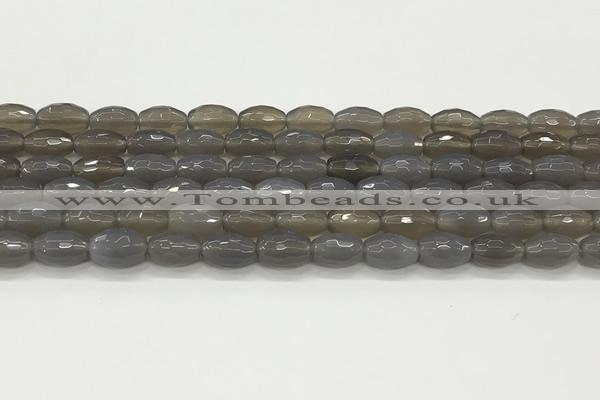 CAA5482 15.5 inches 8*12mm faceted rice agate beads