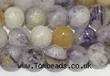CAA5485 15 inches 4mm round purple flower stone beads