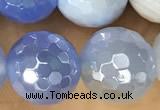 CAA5552 15 inches 10mm faceted round AB-color banded agate beads