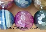 CAA5560 15 inches 10mm faceted round AB-color banded agate beads