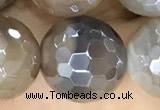 CAA5565 15 inches 12mm faceted round AB-color banded agate beads