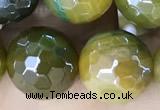 CAA5576 15 inches 10mm faceted round AB-color banded agate beads