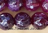 CAA5587 15 inches 8mm faceted round AB-color banded agate beads