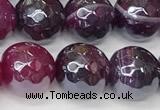 CAA5601 15 inches 8mm faceted round AB-color banded agate beads