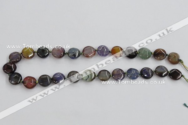 CAA561 15.5 inches 14mm faceted flat round dragon veins agate beads