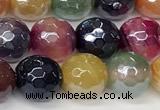 CAA5611 15 inches 8mm faceted round AB-color banded agate beads