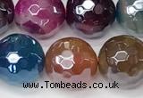 CAA5612 15 inches 10mm faceted round AB-color banded agate beads