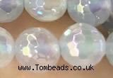 CAA5621 15 inches 8mm faceted round AB-color white agate beads