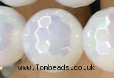 CAA5623 15 inches 12mm faceted round AB-color white agate beads